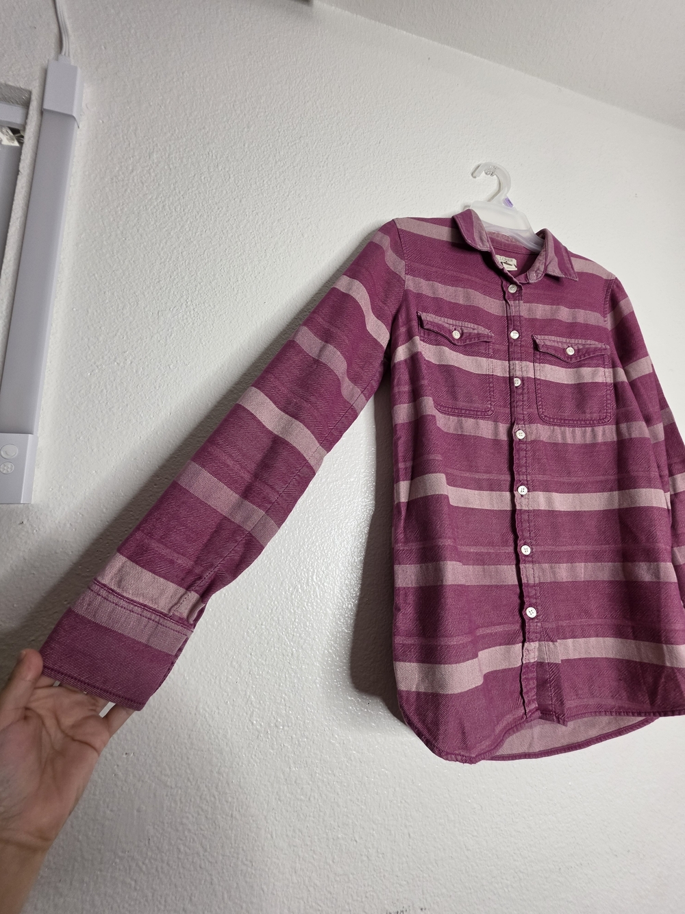 J.CREW Womens XS Purple Pink Striped Collared Button-Up Long Sleeve 100% Cotton - Picture 6 of 9